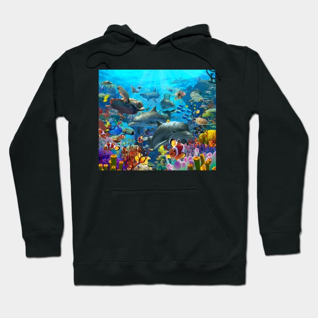 Coral Sea Hoodie by David Penfound Artworks